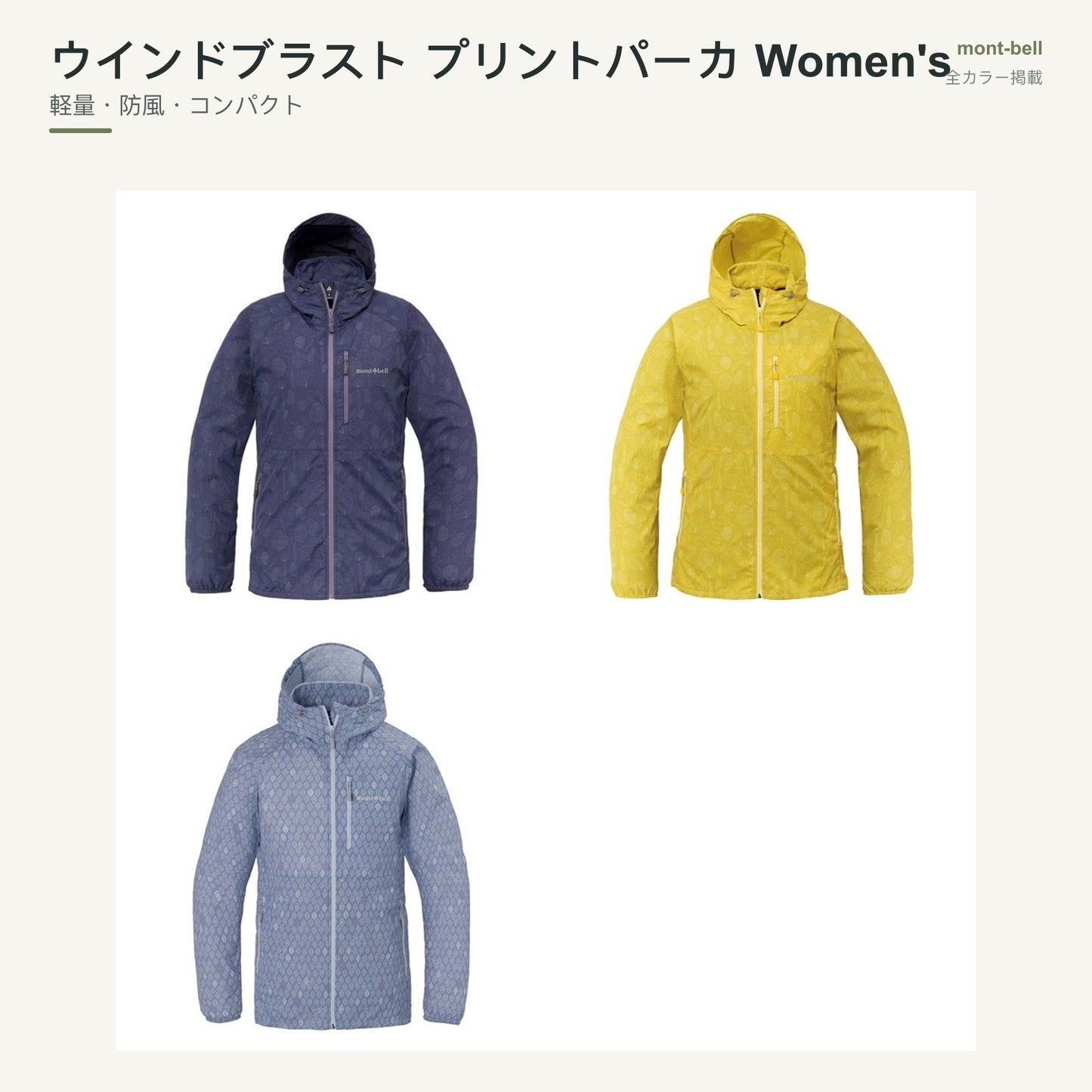 ウインドブラスト プリントパーカ Women's 全カラーと特長