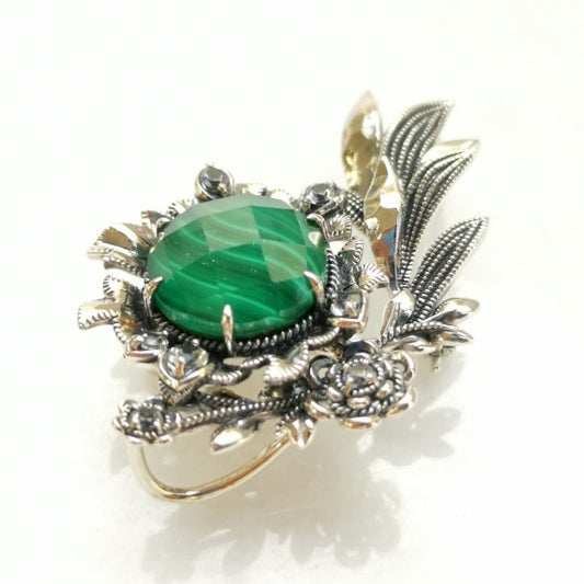 SV William Morris 绿色万寿菊胸针