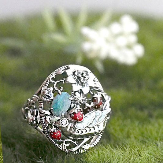 威廉莫里斯 SV 草莓小偷双层蛋白石戒指