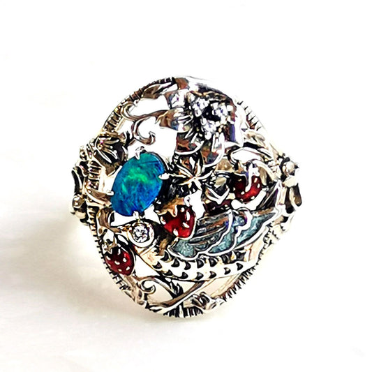 威廉莫里斯 SV 草莓小偷双层蛋白石戒指