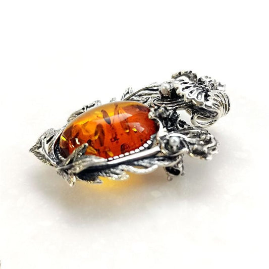 William Morris SV 琥珀郁金香胸针 / 吊坠