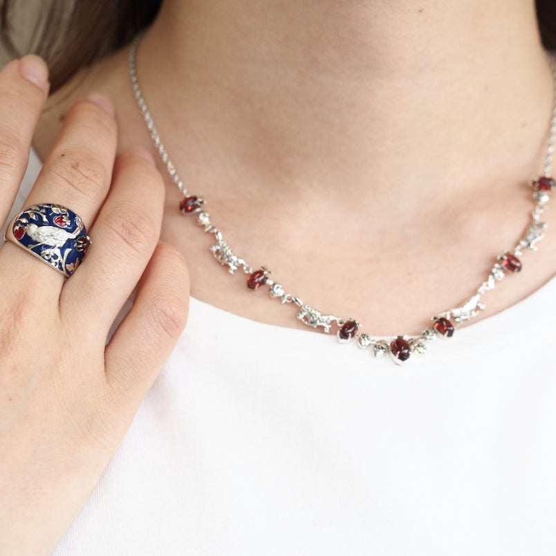 SV William Morris 草莓小偷珐琅戒指(石榴石)