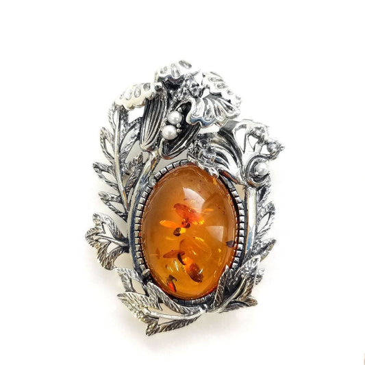 William Morris SV 琥珀郁金香胸针 / 吊坠